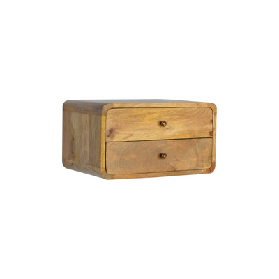 2 Drawer Curved Wall Mounted Oak-ish Bedside