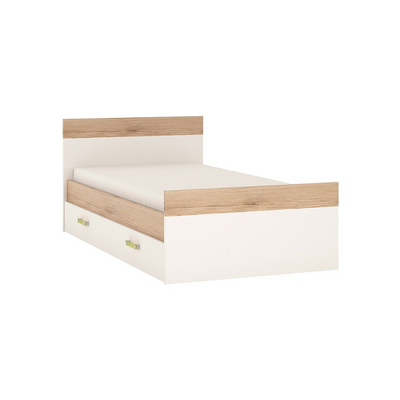 4KIDS Single Bed With Under Drawer in Light Oak and White High Gloss