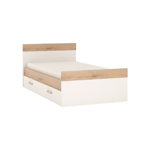 4KIDS Single Bed With Under Drawer in Light Oak and White High Gloss