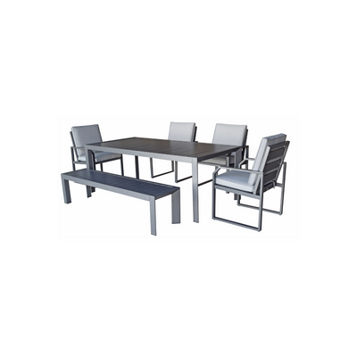 Maja Metal Outdoor 4 Seater Dining Set in Grey with Bench