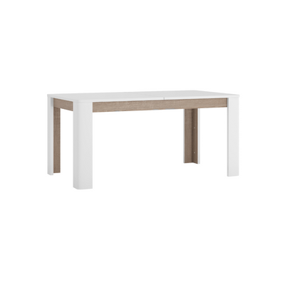 Chelsea Living Extending Dining Table in white with an Truffle Oak Trim