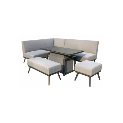 Emily Outdoor Grey Fabric Sofa Set with Gas Lift Table