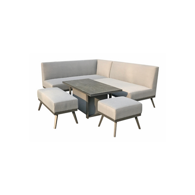 Emily Outdoor Grey Fabric Sofa Set with Gas Lift Table