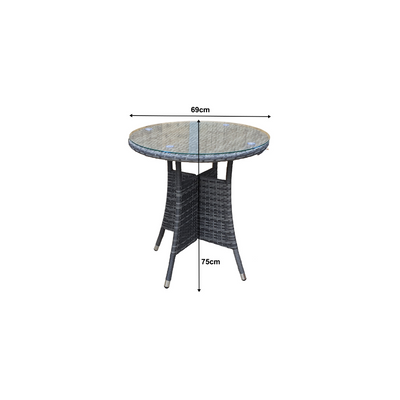 Muse 70 Outdoor Rattan Bistro Table in Grey