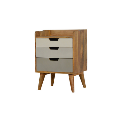 Nordic Style Wood Grey and White Gradient Bedside Table
