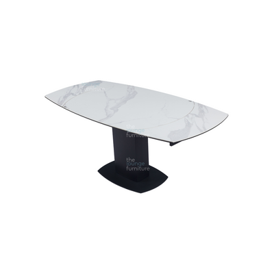 Ritz Swivel Ext Ceramic Table - White / Grey Marble