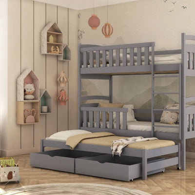Wooden Bunk Bed Viki with Trundle and Storage