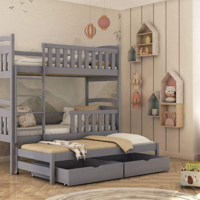 Wooden Bunk Bed Viki with Trundle and Storage