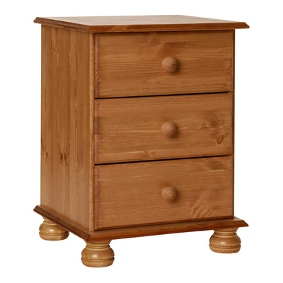 Copenhagen 3 Drawer Bedside in Pine