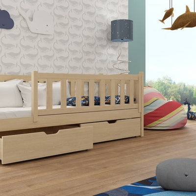 Wooden Single Bed Gucio with Storage