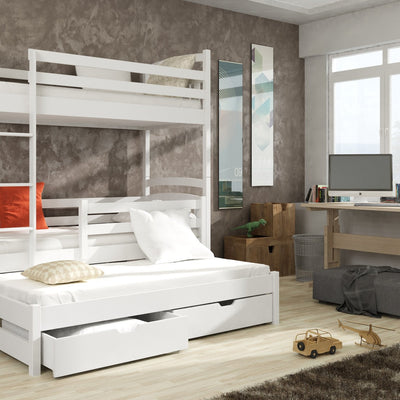 Wooden Bunk Bed Igor with Trundle and Storage