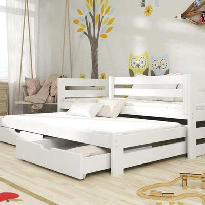 Wooden Double Bed Kubus with Trundle and Storage