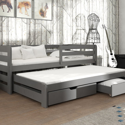Wooden Double Bed Senso with Trundle and Storage