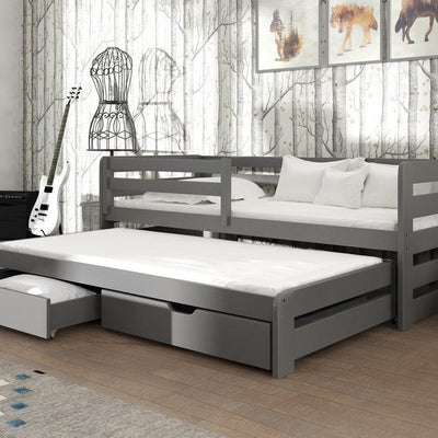 Wooden Double Bed Senso with Trundle and Storage