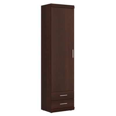 Imperial Tall 1 Door 2 Drawer Narrow Cabinet in Dark Mahogany Melamine