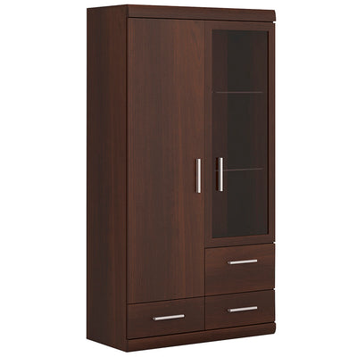 Imperial 2 Door 3 Drawer Glazed Display Cabinet in Dark Mahogany Melamine