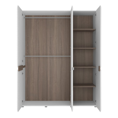 Chelsea Bedroom 3 door Robe with Mirror in white with an Truffle Oak Trim