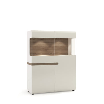 Chelsea Living Low Display Cabinet 109 cm wide in white with an Truffle Oak Trim