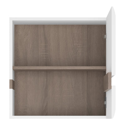 Chelsea Living 1 Door Wall Cupboard (front trim) in white with an Truffle Oak Trim