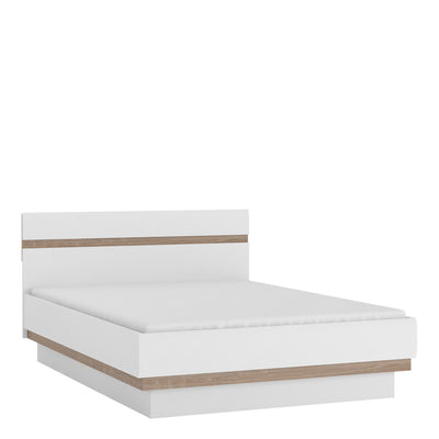 Chelsea Bedroom Double Bed in white with an Truffle Oak Trim
