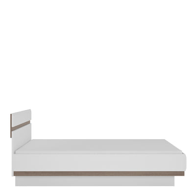 Chelsea Bedroom Double Bed in white with an Truffle Oak Trim