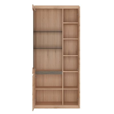 Kensington Tall 3 door display cabinet in Oak
