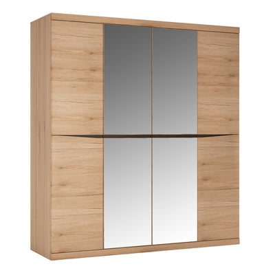 Kensington 4 Door Wardrobe with 2 Mirror doors in Oak