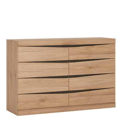 Kensington 4 + 4 Wide Chest of Drawers in Oak.