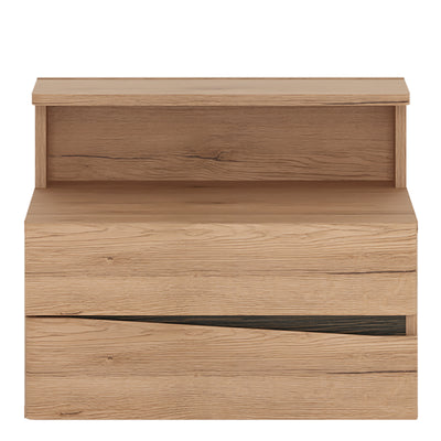 Kensington 2 Drawer Bedside Cabinet LH Drawer (wall fixing) in Oak.