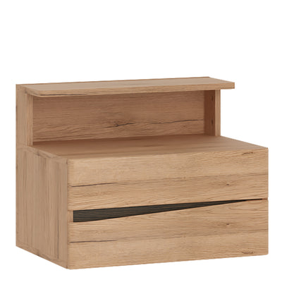 Kensington 2 Drawer Bedside Cabinet RH Drawer (wall fixing) in Oak.