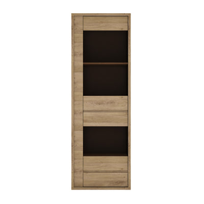 Shetland 1 Door 1 Drawer Narrow Glazed display cabinet in Shetland Oak