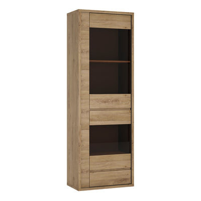 Shetland 1 Door 1 Drawer Narrow Glazed display cabinet in Shetland Oak
