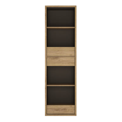 Shetland Tall Narrow 3 Drawer bookcase in Shetland Oak