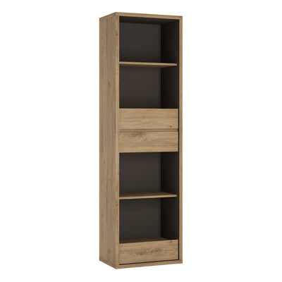 Shetland Tall Narrow 3 Drawer bookcase in Shetland Oak