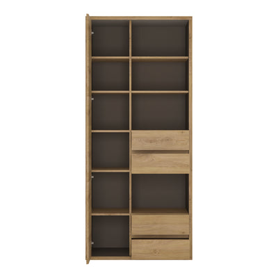 Shetland Tall wide 1 door 4 drawer bookcase in Shetland Oak