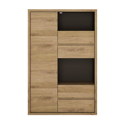 Shetland 1 Door 4 drawer display cabinet in Shetland Oak