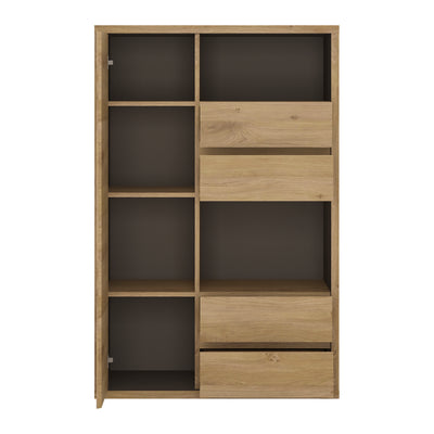 Shetland 1 Door 4 drawer display cabinet in Shetland Oak