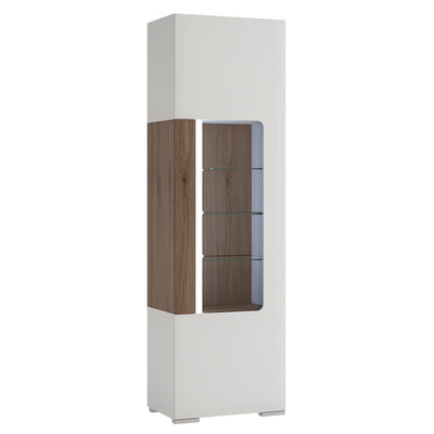 Toronto Tall narrow glazed display cabinet with internal shelves (inc. Plexi Lighting)