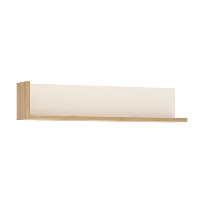 Lyon 120cm wall shelf in Riviera Oak/White High Gloss.