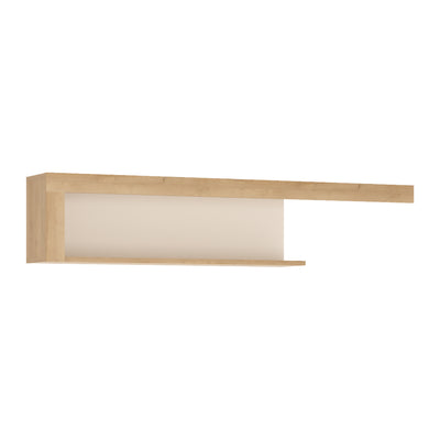 Lyon 130cm wall shelf in Riviera Oak/White High Gloss.