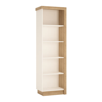 Lyon Bookcase (LH) in Riviera Oak/White high gloss
