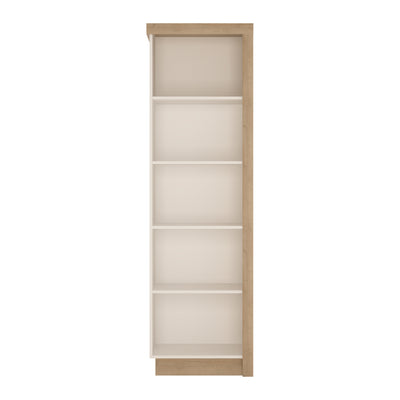 Lyon Bookcase (LH) in Riviera Oak/White high gloss