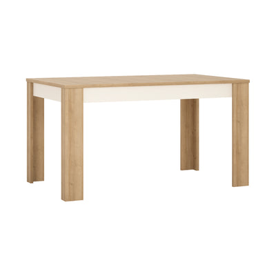 Lyon Medium extending dining table 140/180 cm in Riviera Oak/White high gloss