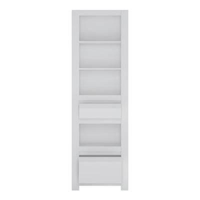 Novi 2 Drawer Bookcase in Alpine White.