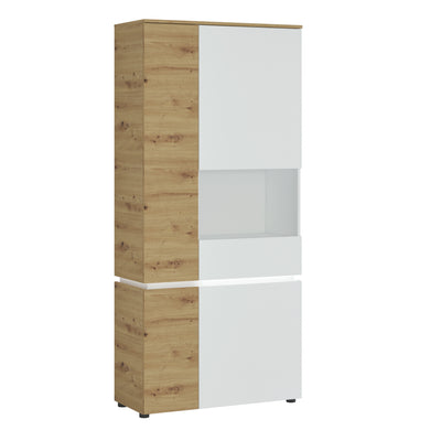 Luci 4 door tall display cabinet RH (including LED lighting) in White and Oak