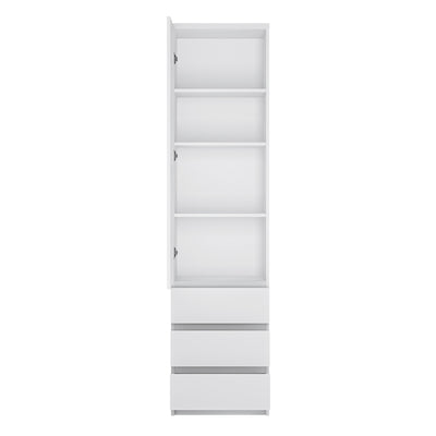 Fribo Tall narrow 1 door 3 drawer cupboard Alpine White