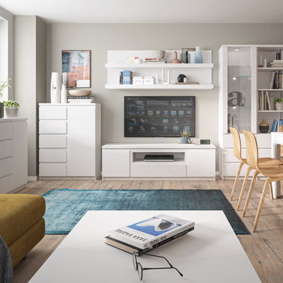 Fribo 2 door 1 drawer 136 cm wide TV cabinet Alpine White