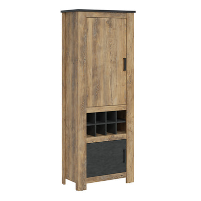 Rapallo 2 door cabinet with wine rack in Chestnut/Dark Matera
