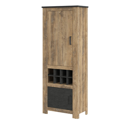 Rapallo 2 door cabinet with wine rack in Chestnut/Dark Matera