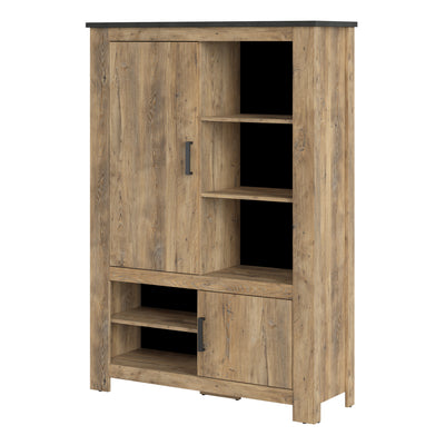 Rapallo 2 door 5 shelves cabinet in Chestnut/Dark Matera